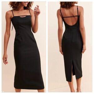 Winter Muse Luna Midi Dress in Black, Large